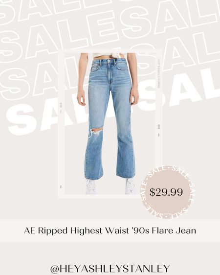 Get ready for a denim upgrade! These AE Ripped Highest Waist '90s Flare Jeans are the perfect mix of style and comfort, and now marked down from $59.99 to $29.99! Don't miss out on this amazing sale, I promise you won't regret it! 💕 #DenimUpgrade #SaleAlert #AEJeans

Keywords: Sale alert, denim upgrade, American Eagle, AE jeans, ripped jeans, highest waist jeans, 90s flare, stylish jeans, comfortable jeans, denim sale, discounted jeans, affordable jeans, great looking jeans, must-have jeans, jeans under $30, trendy jeans, AE sale, flared jeans, ripped highest waist jeans, high waisted jeans, fashionable jeans, comfortable denim, stylish denim, denim finds, sale jeans, great denim deals, amazing denim sale.

#LTKcurves #LTKsalealert #LTKunder100
