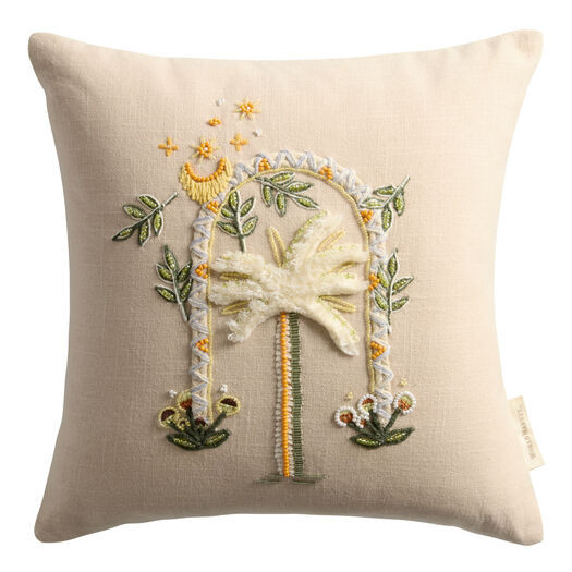 Oatmeal Beaded Palm Tree Throw Pillow by World Market | World Market