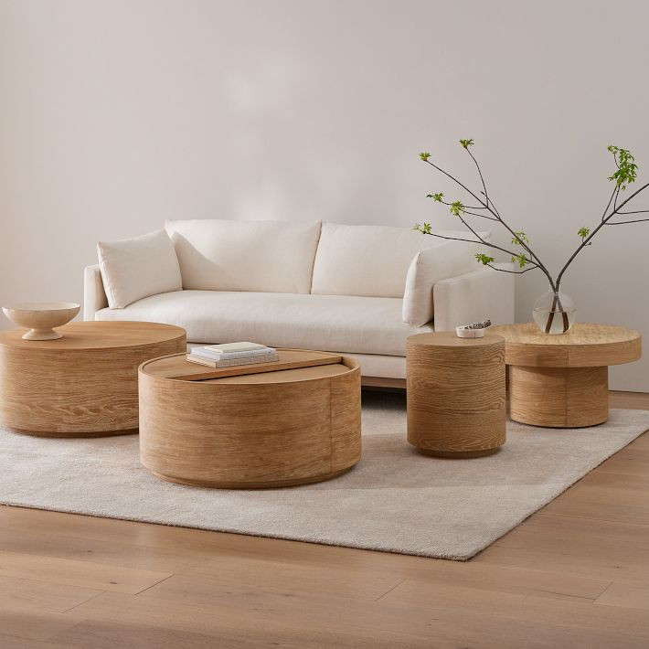 Volume Round Drum Coffee Table (36"–44") - Wood | West Elm (US)