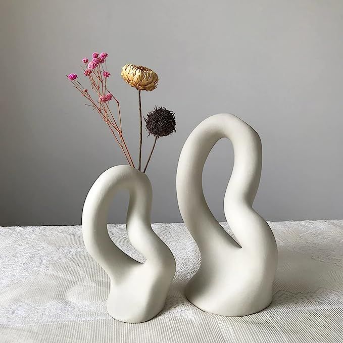 Eastern Rock Ceramic Vases Set of 2, Modern Minimalist Abstraction Vase The Vase of Body Language... | Amazon (US)
