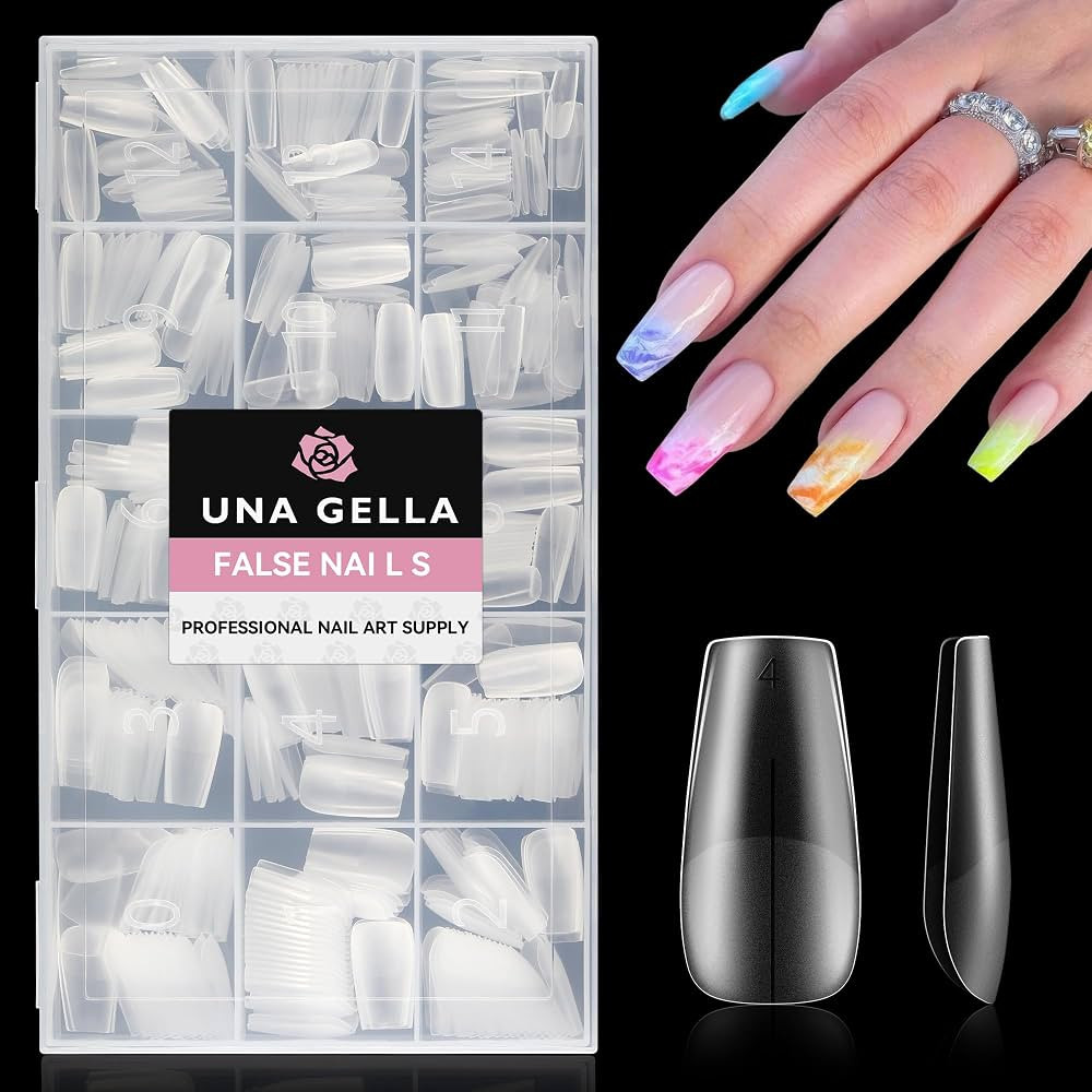 UNA GELLA Coffin Nails Tips Pre-buff Soft Gel x Nail Tips Matte Coffin False Nails Tips Acrylic F... | Amazon (US)