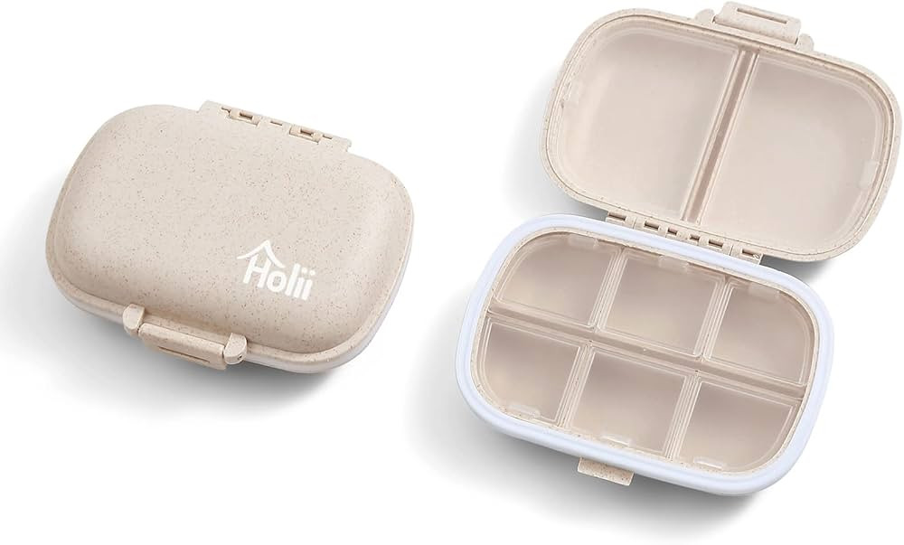 Holii 8 Compartments Travel Pill Organizer, Pocket Pharmacy for Purse Daily Pill Box Portable Med... | Amazon (US)