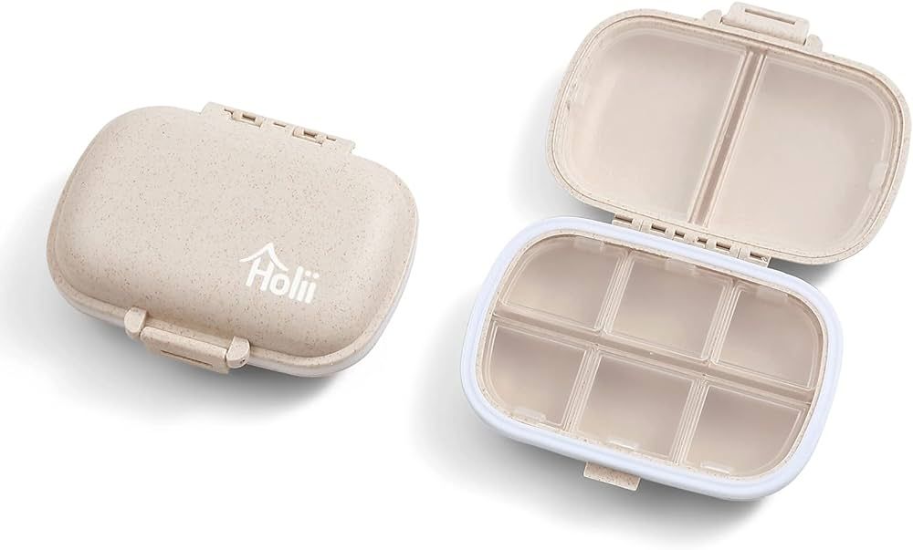 Holii 8 Compartments Travel Pill Organizer, Pocket Pharmacy for Purse Daily Pill Box Portable Med... | Amazon (US)