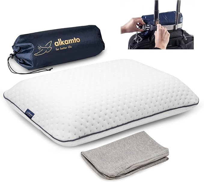 Memory Foam Pillow for Travel and Camping with Extra Cotton Cover – Easy to Carry Portable Bag | Amazon (US)