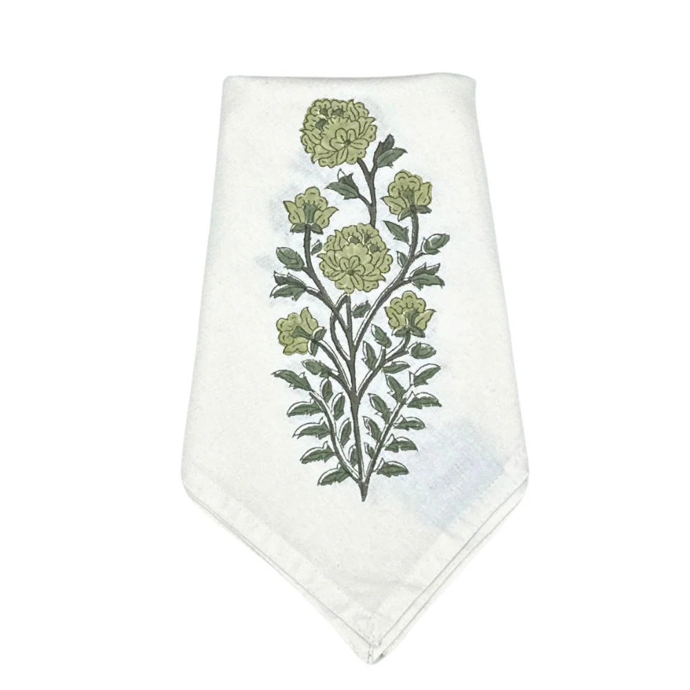 Green Flower Motif Napkin (set of 4) | Gorgeous Living