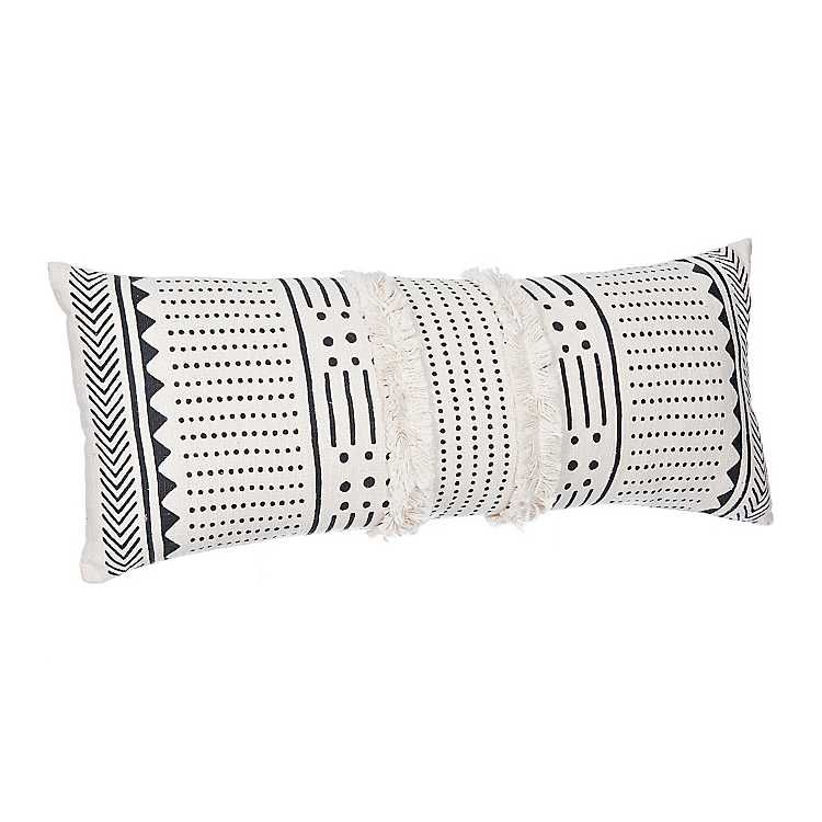 Black and White Aztec Accent Pillow with Fringe | Kirkland's Home