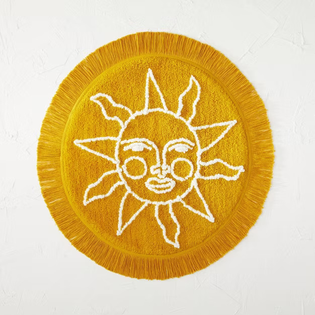 25" Round Tufted Sun Fringe Cotton Bath Rug Yellow - Opalhouse™ designed with Jungalow™ | Target