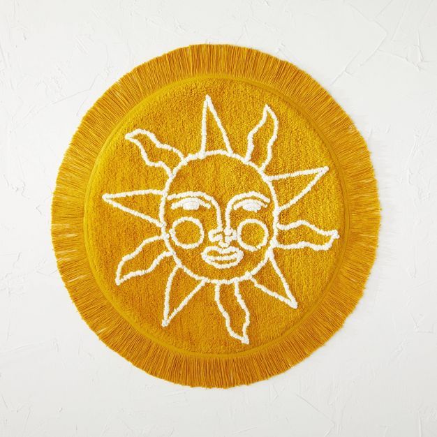 25" Round Tufted Sun Fringe Cotton Bath Rug Yellow - Opalhouse™ designed with Jungalow™ | Target