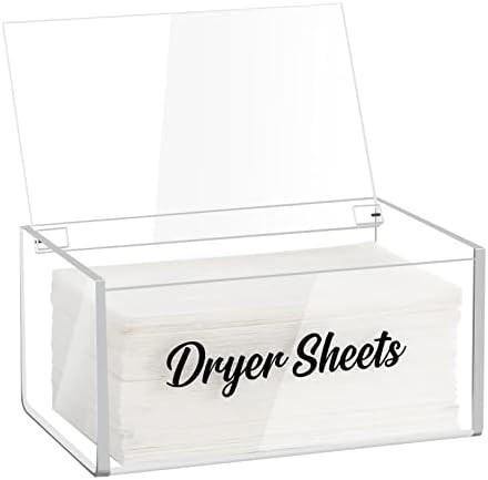 LifeLAZA Acrylic Dryer Sheet Dispenser with Hinged Lid, Clear Dryer Sheet Holder for Fabric Softener | Amazon (US)