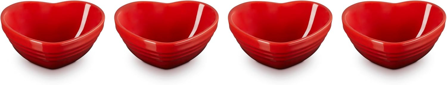 Le Creuset Stoneware Set Of 4 Mini Heart Pinch Bowl, Cerise | Amazon (US)