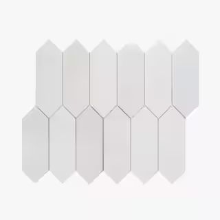 Jeffrey Court Suburbs White 10 in. x 12.375 in. Picket Polished Marble Wall and Floor Mosaic Tile... | The Home Depot