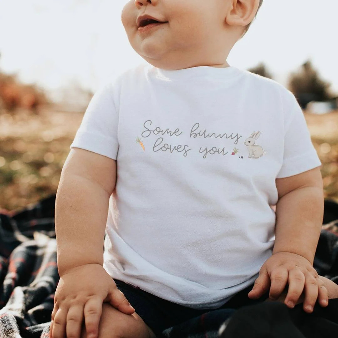 Some Bunny Loves You Kids Graphic Tee | White | Caden Lane
