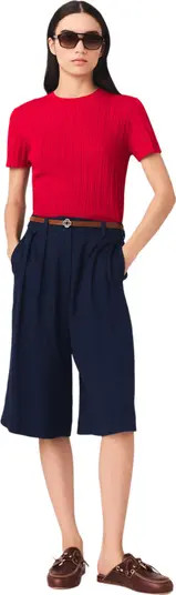 maje Linen-blend Bermuda shorts | Nordstrom | Nordstrom
