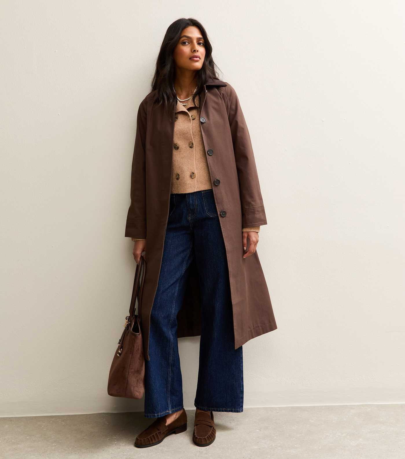 Camel Double Breasted Collar Cardigan | New Look | New Look (UK)