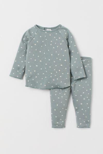 Baby Exclusive. Set with top and pants in soft, organic cotton jersey. Long-sleeved top with snap... | H&M (US + CA)