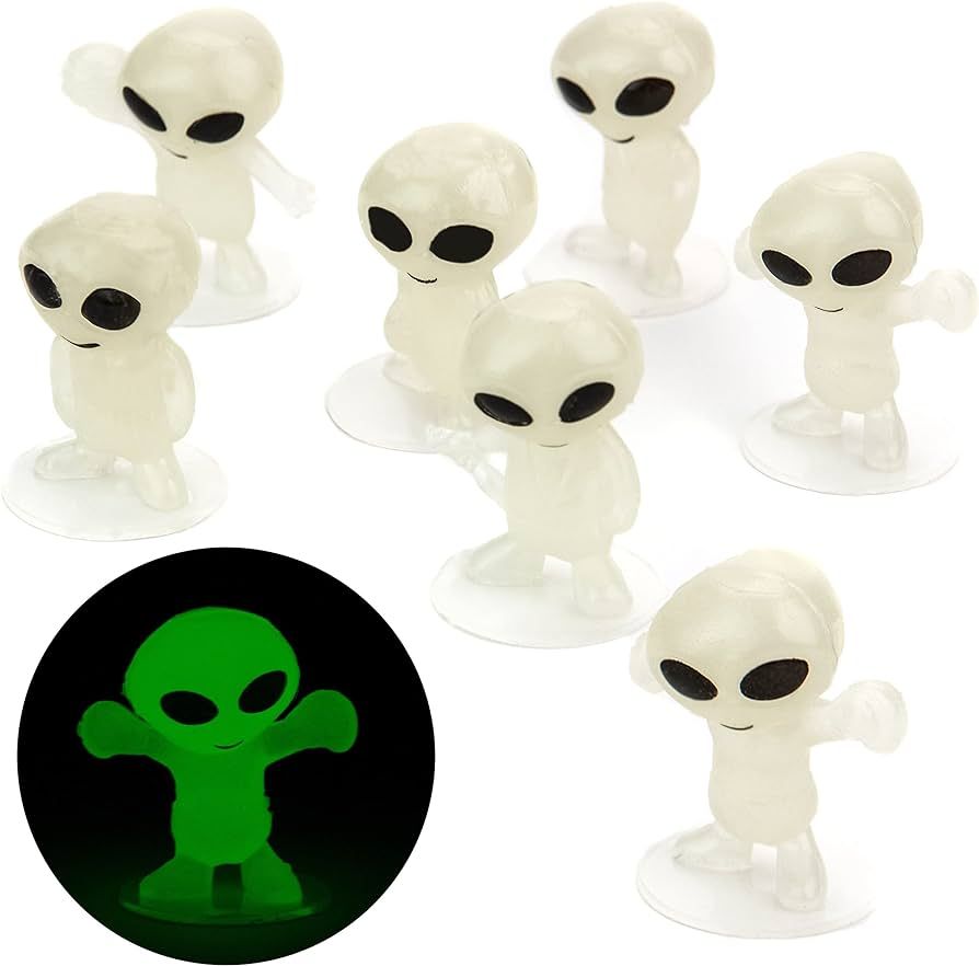 Glow in The Dark Alien Figurines for Kids - 50 Pcs Small Halloween Party Favors - Goodie Bag Fill... | Amazon (US)