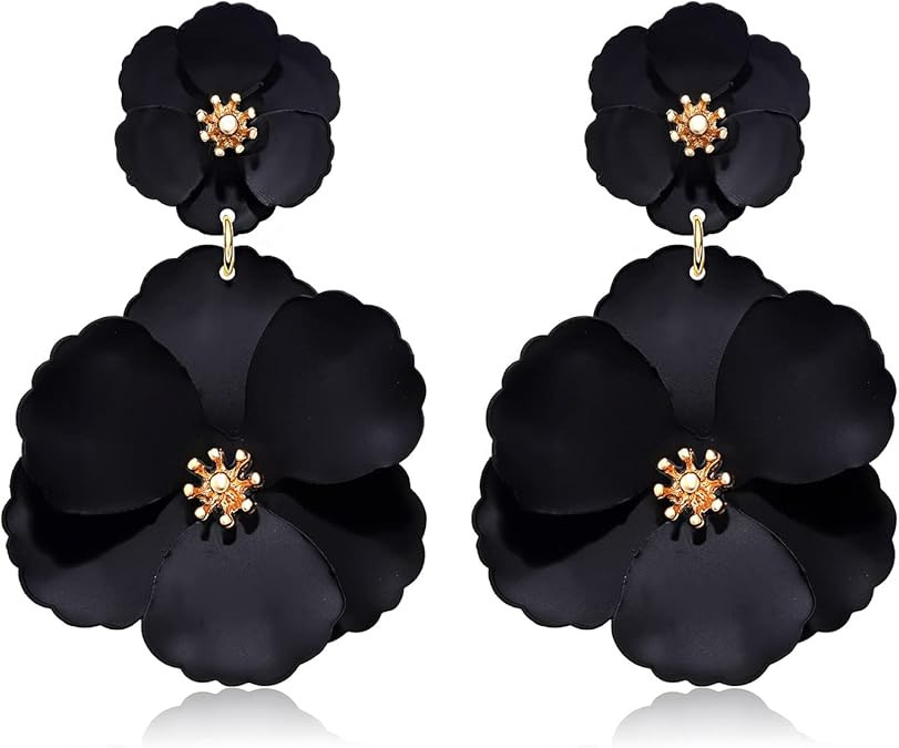 CEALXHENY Flower Dangle Earrings Boho Layered Floral Petal Drop Earrings Statement Stud Earring f... | Amazon (US)