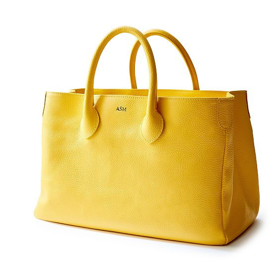 Elisabetta Slouch Handbag, Alce Leather, Yellow | Mark and Graham