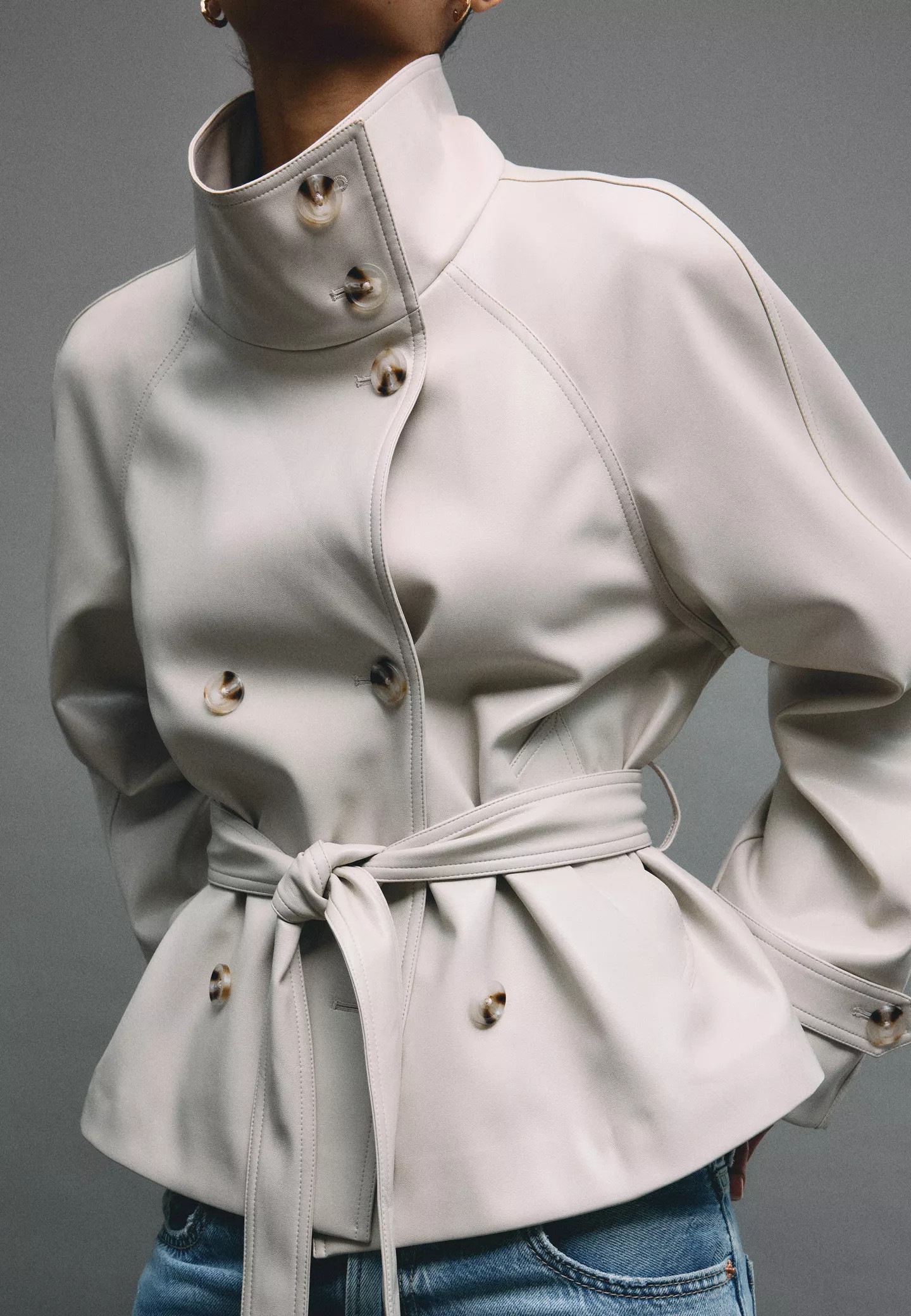 High neck leather effect trench coat - Women's Mocacos Nuevo | Stradivarius United Kingdom | Stradivarius (UK)