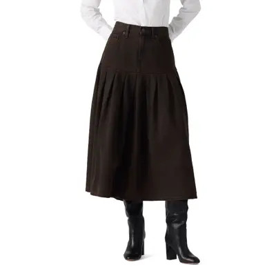 levi's Yoked Pleated Denim Midi Skirt in Over A Cup Skirt at Nordstrom, Size 25 | Nordstrom