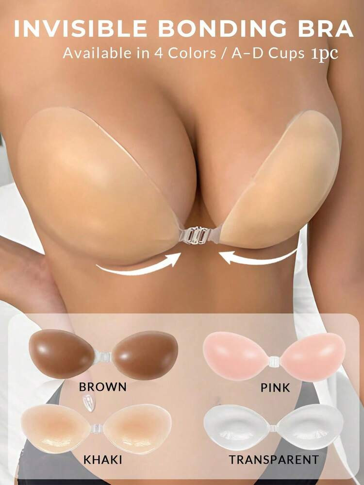 1 Pair Women's Invisible Silicone Adhesive Bra - Push-Up Backless Bra Pads; Suitable For Formal Gowns, Weddings, Summer Wear, And Everyday Use. | SHEIN