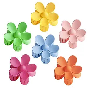 TODEROY 6 PCS Big Hair Claw Clips Matte Flower Hair Clips Non-Slip Cute Hair Catch Barrettes Plas... | Amazon (US)