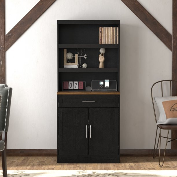 Lancaster Wood China Cabinet with 1 Drawer, Black Oak | Walmart (US)