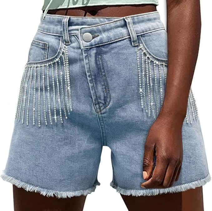 Genleck Womens Crossover Jean Shorts - Denim Shorts | Amazon (US)