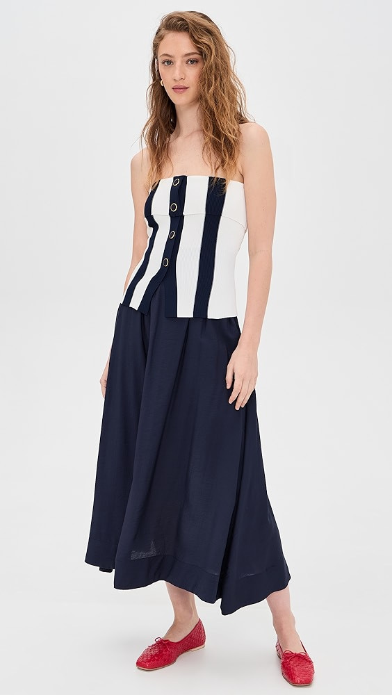 Moon River Tube Top Striped Detail Midi Dress | Shopbop | Shopbop