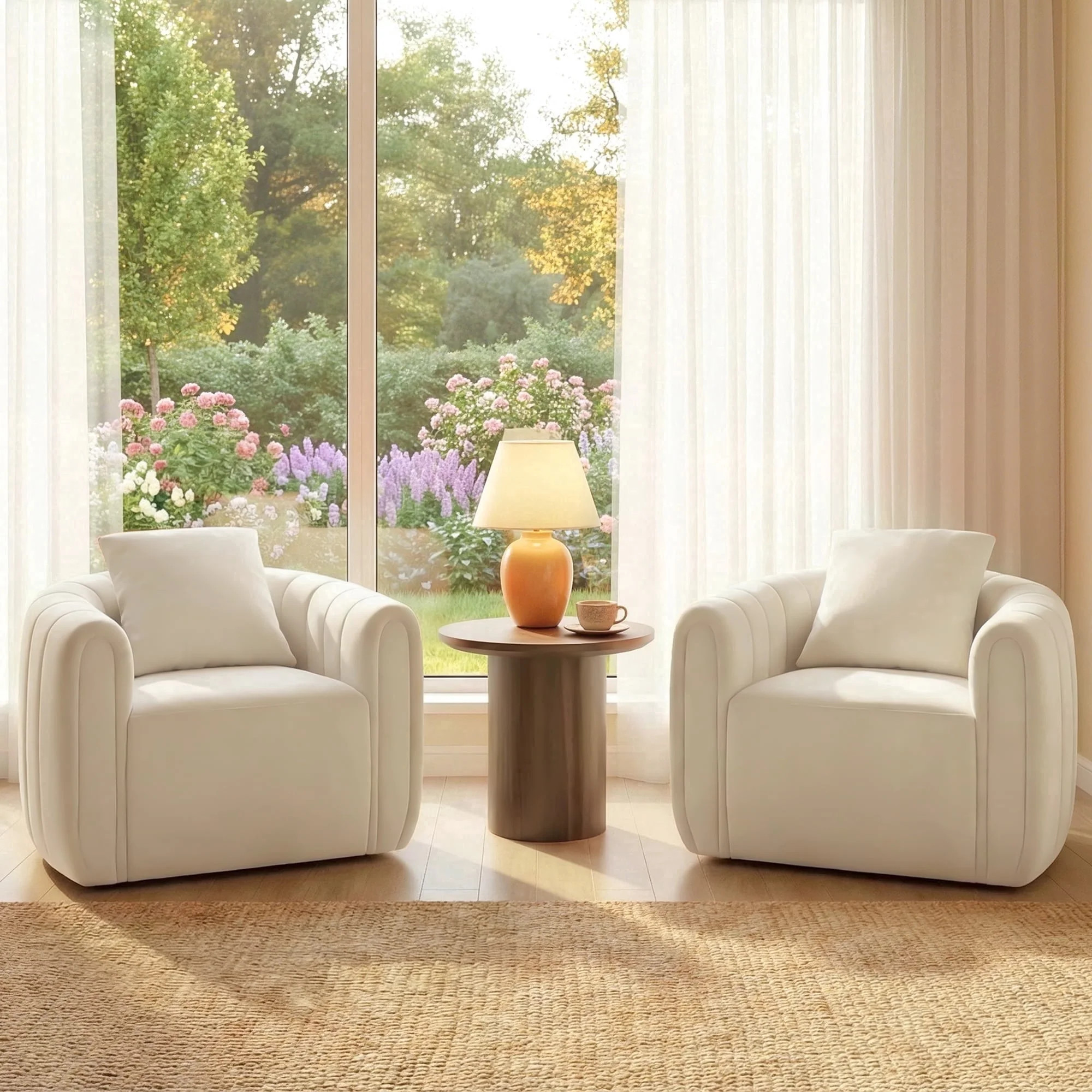 Ebello  Swivel Accent Chair, Modern Velvet Living Room Chair with Pillow, Barrel Chair for Bedroo... | Walmart (US)