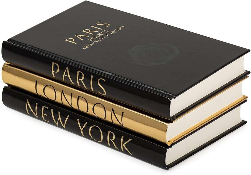 Decorative Books for Home Decor – Decorative Hardcover Display Faux Books for Bookshelf – Bla... | Amazon (US)