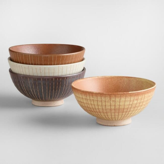 Fuji Lines Rice Bowls Set Of 4 | World Market