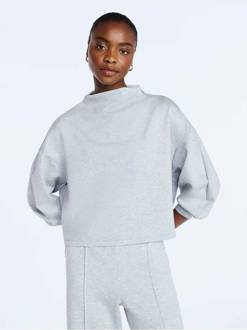 Scoop Women's New Scubaknit Zip Neck Top, Sizes XS-XXL | Walmart (US)