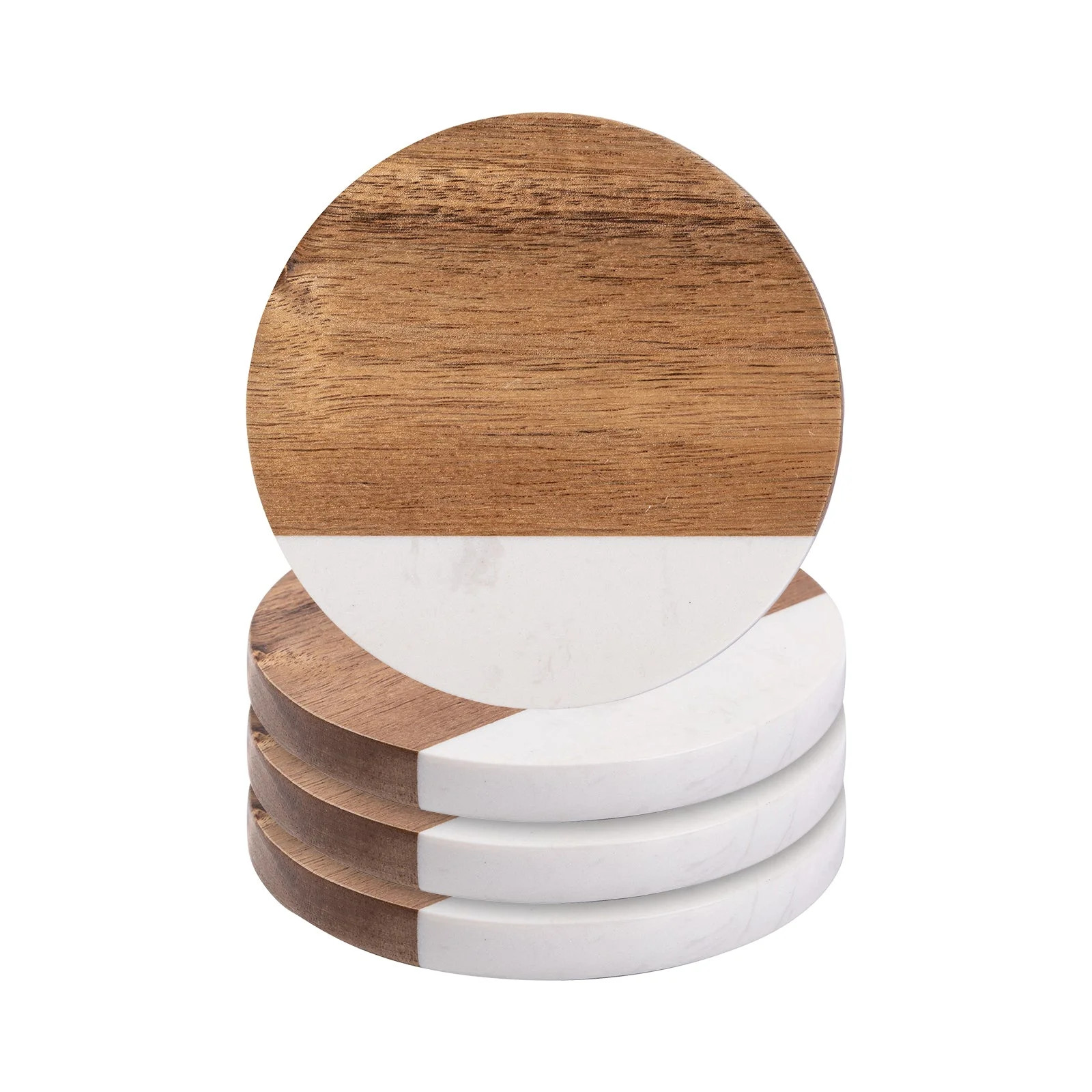 Craft Express 4 Pack Engravable Round Marble Wood Coasters - Walmart.com | Walmart (US)