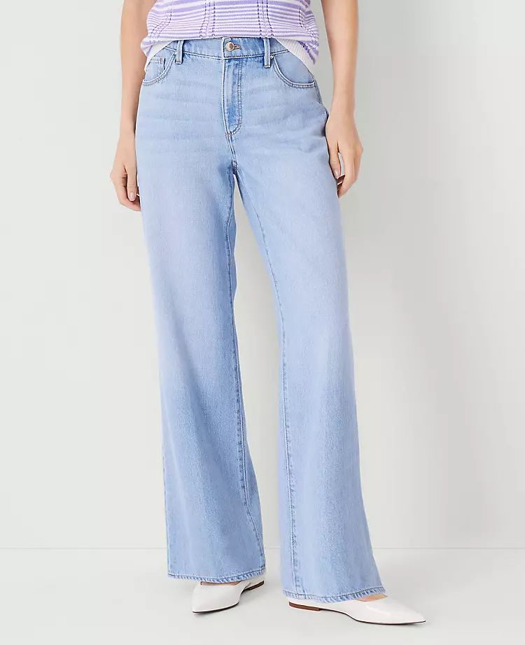 Mid Rise Wide Leg Jeans in Authentic Light Indigo Wash | Ann Taylor (US)