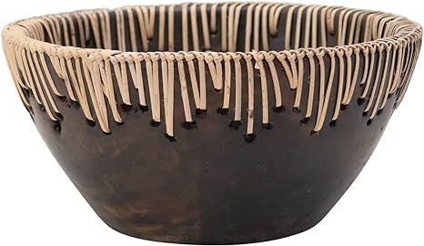 Creative Co-Op Decorative Terra-Cotta Rattan Stitching Bowl, 10" L x 10" W x 5" H, Brown | Amazon (US)