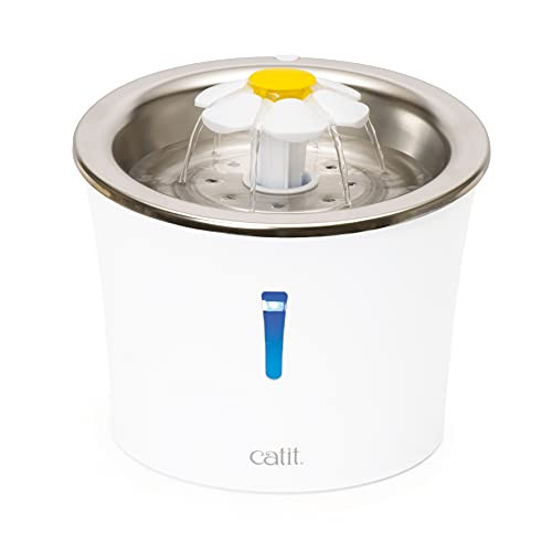 Catit Stainless Steel Flower Fountain with Triple Action Filter, Cat Drinking Water Fountain, 3 L | Amazon (US)