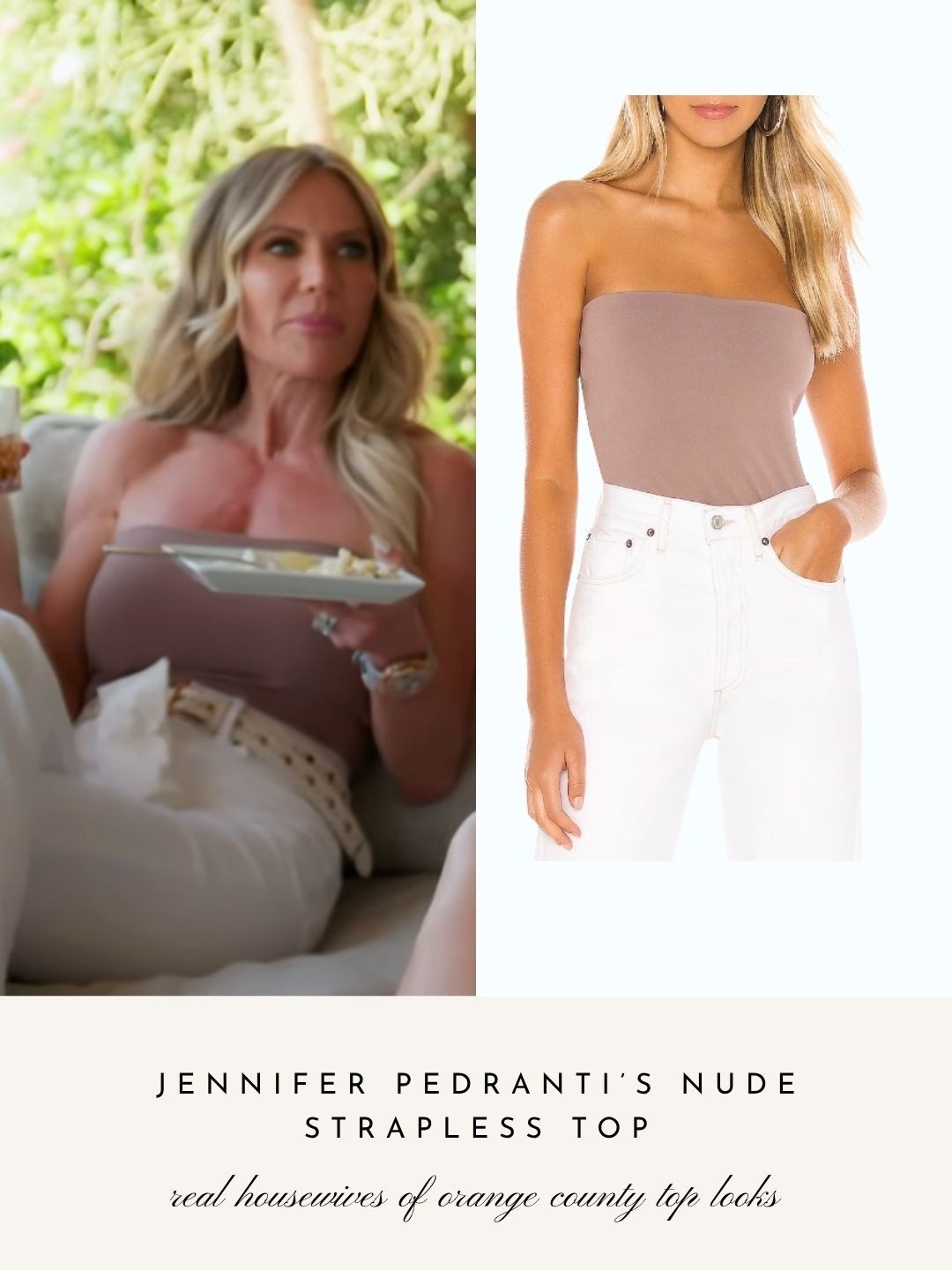 Jennifer Pedranti’s Nude Strapless Top