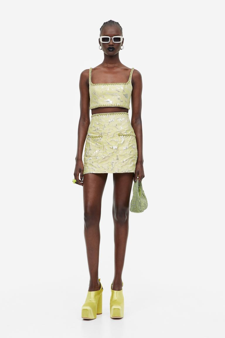Glittery Jacquard-weave A-line Skirt | H&M (US + CA)