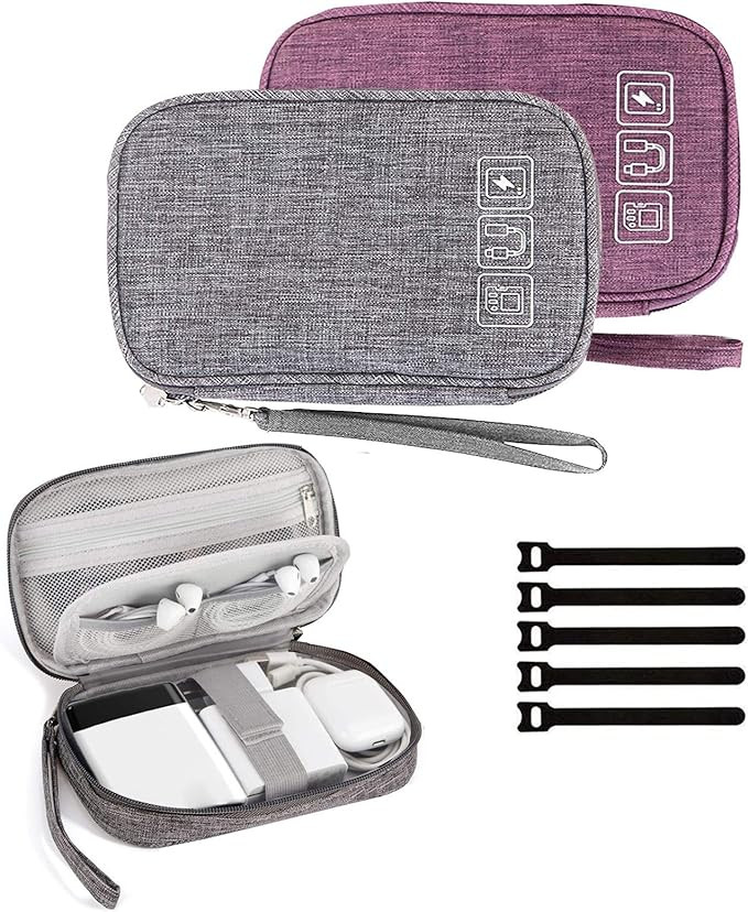 Cable Organizer Bag, 2PCS Travel Cord Organizer Pouch Small Electronics Accessories Bag Tech Cord... | Amazon (US)