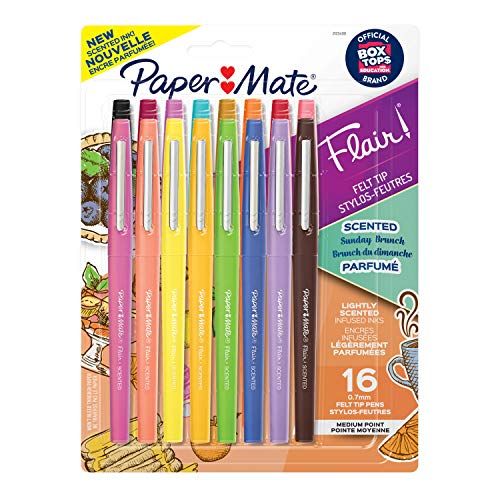 Paper Mate Flair, Scented Felt Tip Pens, Assorted Sunday Brunch Scents and Colors, 0.7mm, 16 Coun... | Amazon (US)