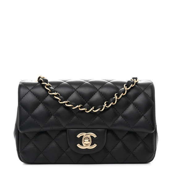 Lambskin Quilted Mini Rectangular Flap Black | FASHIONPHILE (US)