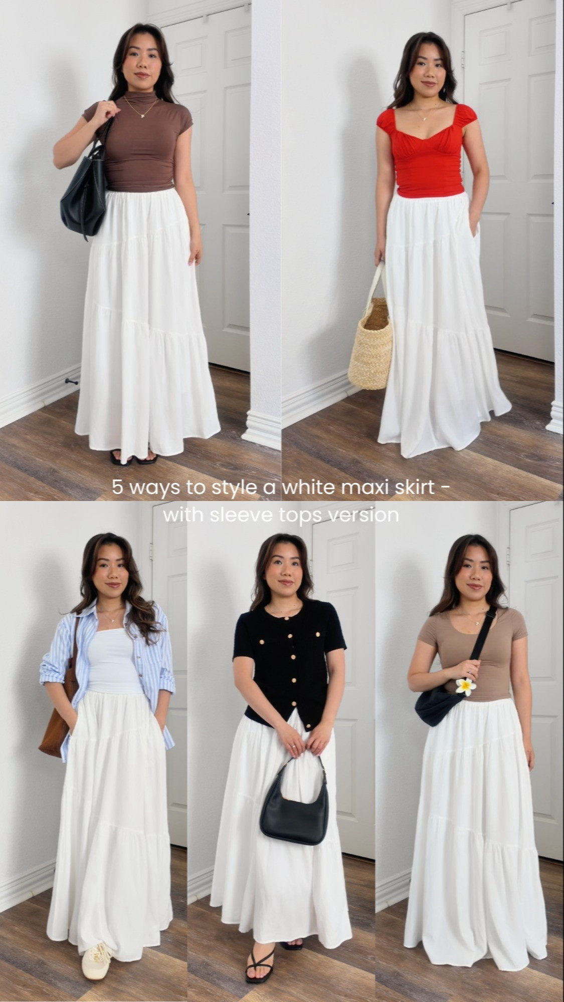 5 more ways to style white maxi skirt - sleeve tops version! wearing everything in size Small, shoes size 6.5. This skirt is double lined with soft material, very worth the money. However, it's long on petites!

 

 #LTKPetite #LTKFindsUnder50 #LTKStyleTip