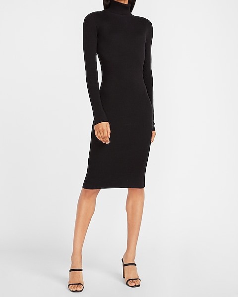 Ribbed Turtleneck Midi Sweater Dress | Express