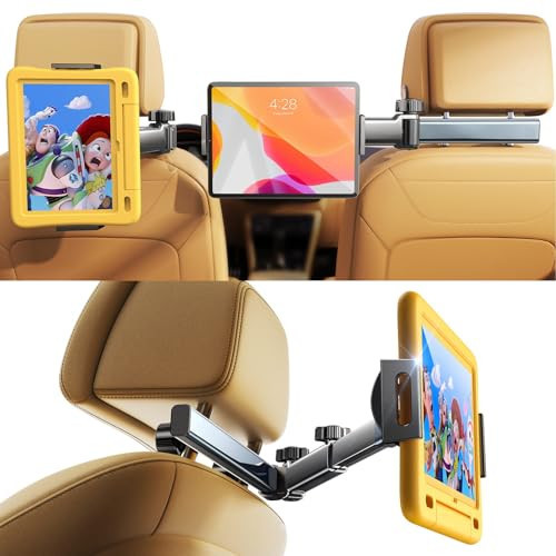 LISEN for iPad Holder Car Mount Road Trip Essentials Activities for Kids Car Accessories Women Interior, 3 in 1 Tablet Holder Backseat Camping Car Organizer Back Seat Headrest iPad Mount | Amazon (US)