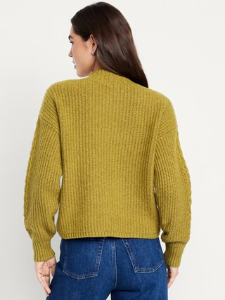 SoSoft Cropped Mock-Neck Cable Sweater | Old Navy (US)