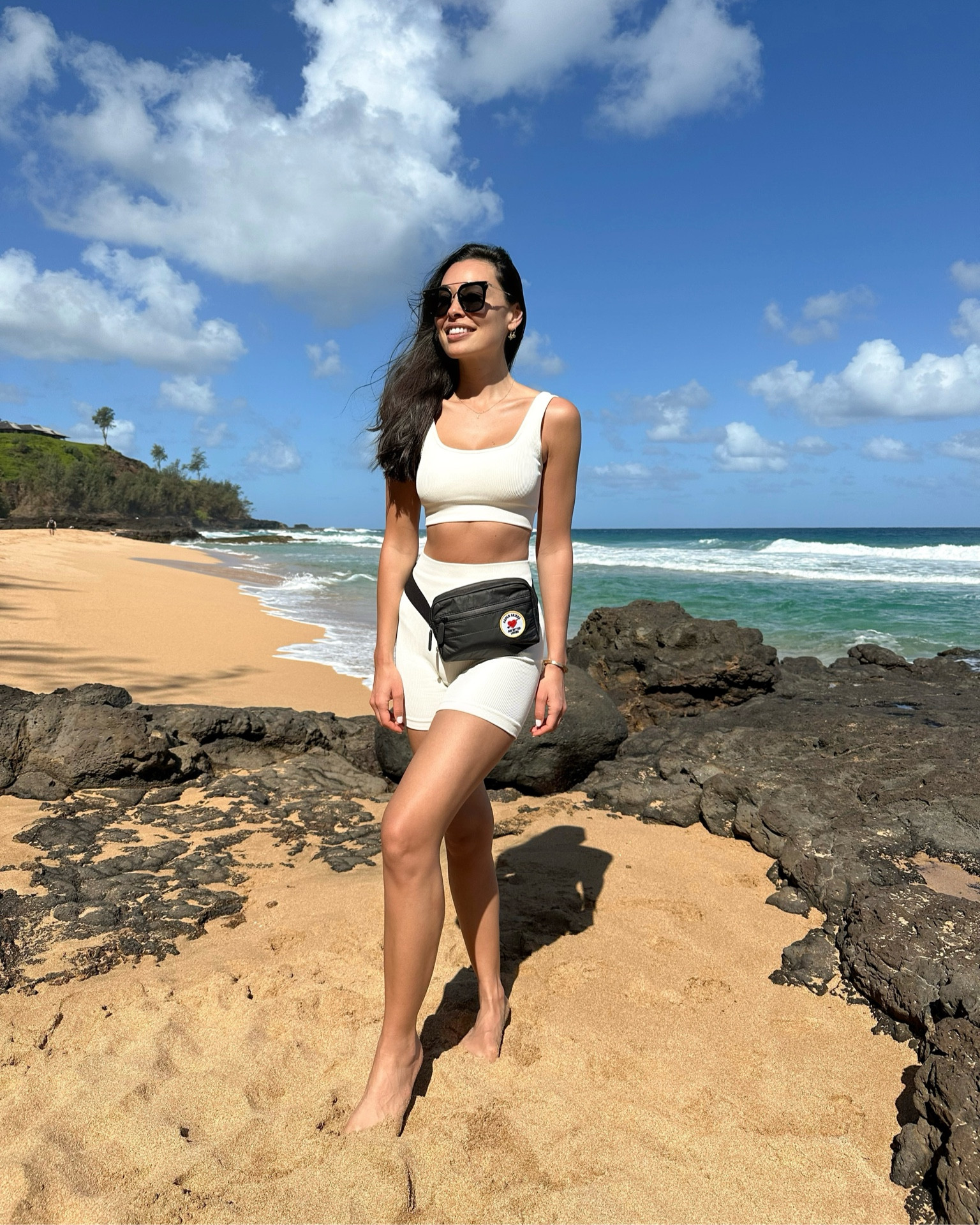 Kat Jamieson wears a cute workout set. Sports bra, biker shorts, beach hike, activewear, what to wear in Kauai, vacation outfit. Fanny pack is from The Little Nell shop in Aspen. 

#LTKfitness #LTKSeasonal #LTKfindsunder50