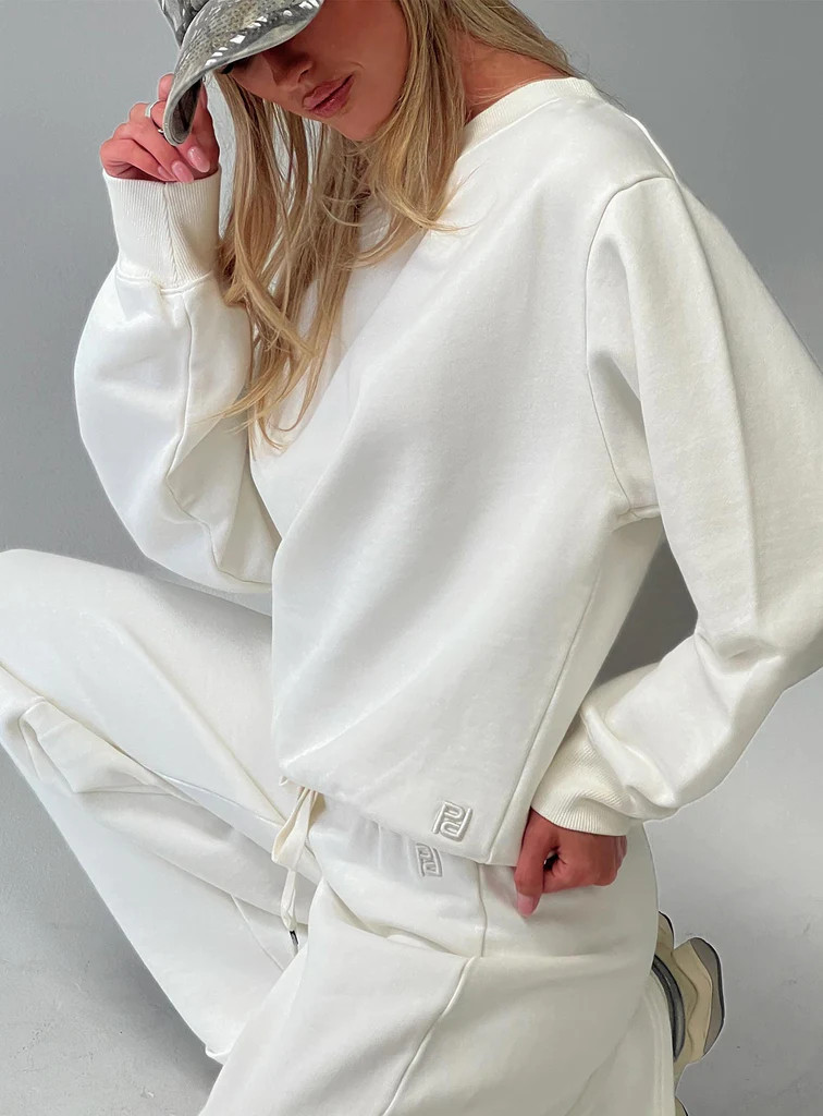 Wellness Off The Shoulder Jumper Washed White | Princess Polly US