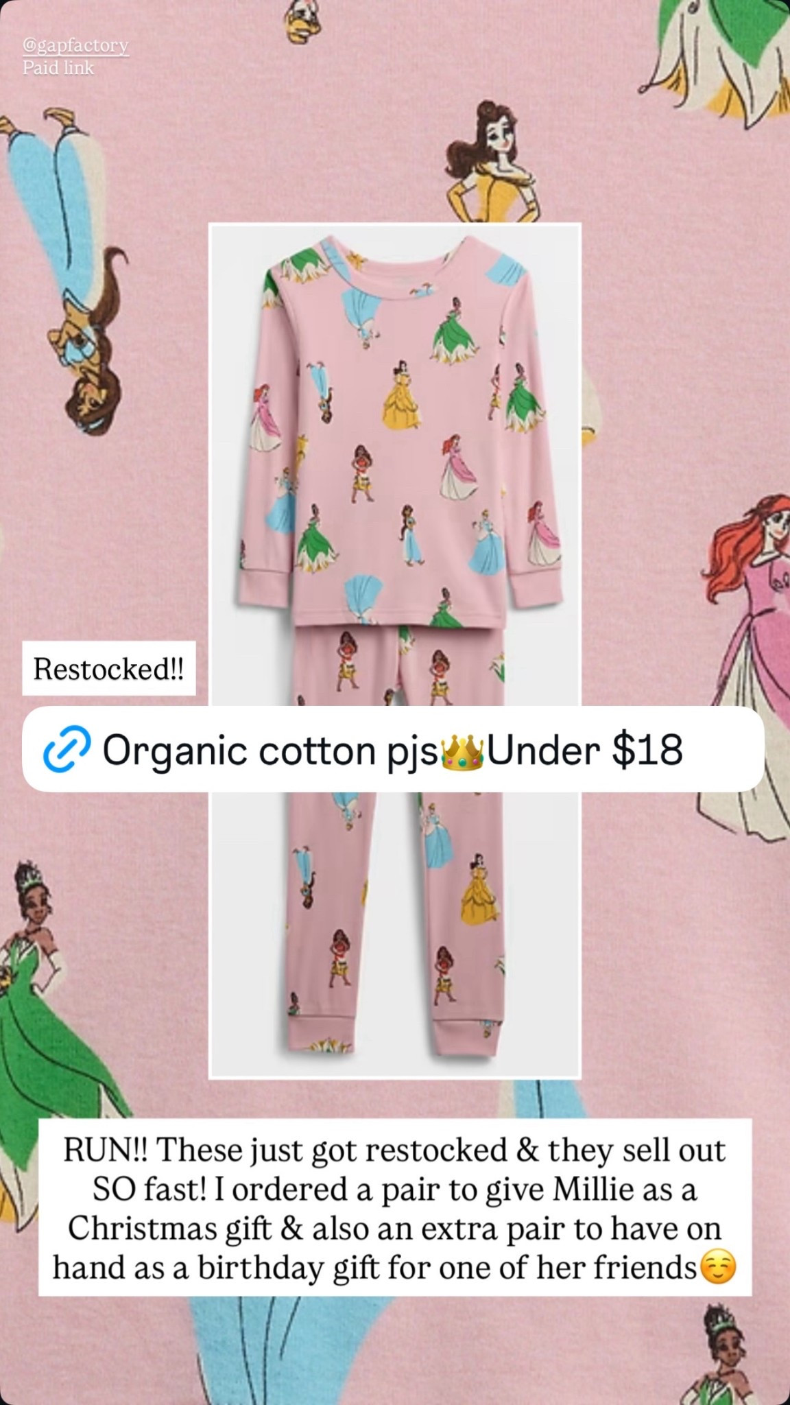 Organic cotton kids pjs on sale for under $18😍

These princess pajamas are so cute for girls. Perfect for a Halloween basket or Christmas gift! 

In my opinion, these fit very TTS.

Kids clothing, sale alert, GAP factory, toddler style 

#LTKSaleAlert #LTKKids #LTKFindsUnder50