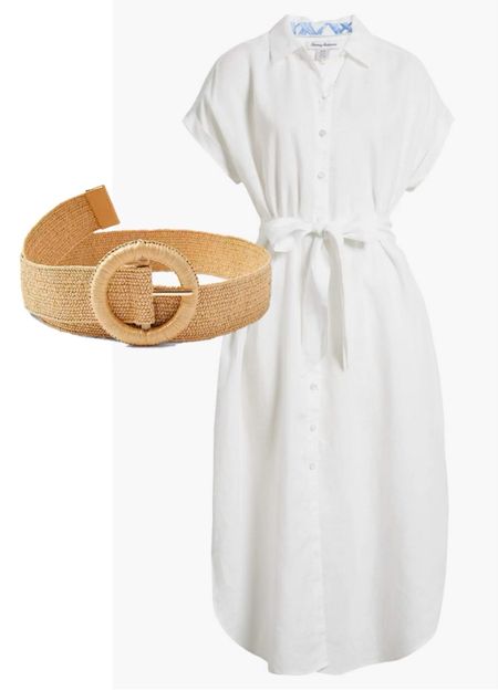 A wide straw belt makes a white shirt dress go from boring to chic in an instant  

#LTKstyletip #LTKfindsunder100 #LTKSeasonal